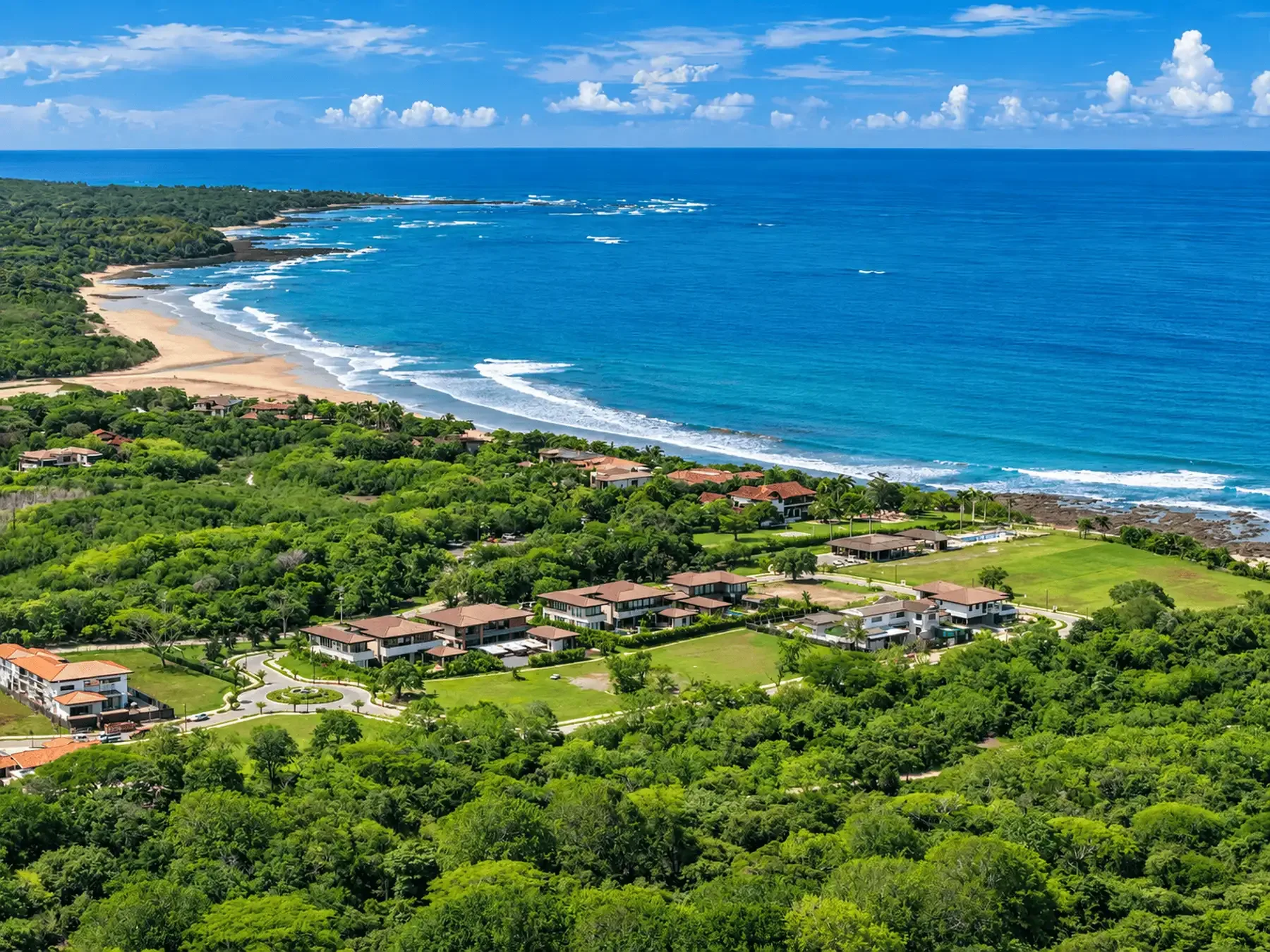 Panoramic view of Hacienda Pinilla and the Pacific coast