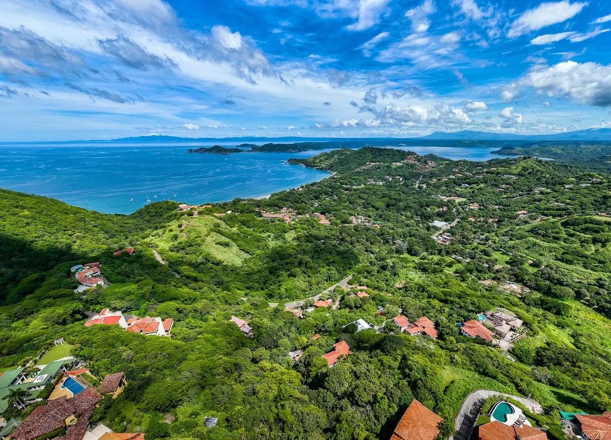 Panoramic Pacific coastline and residential landscape