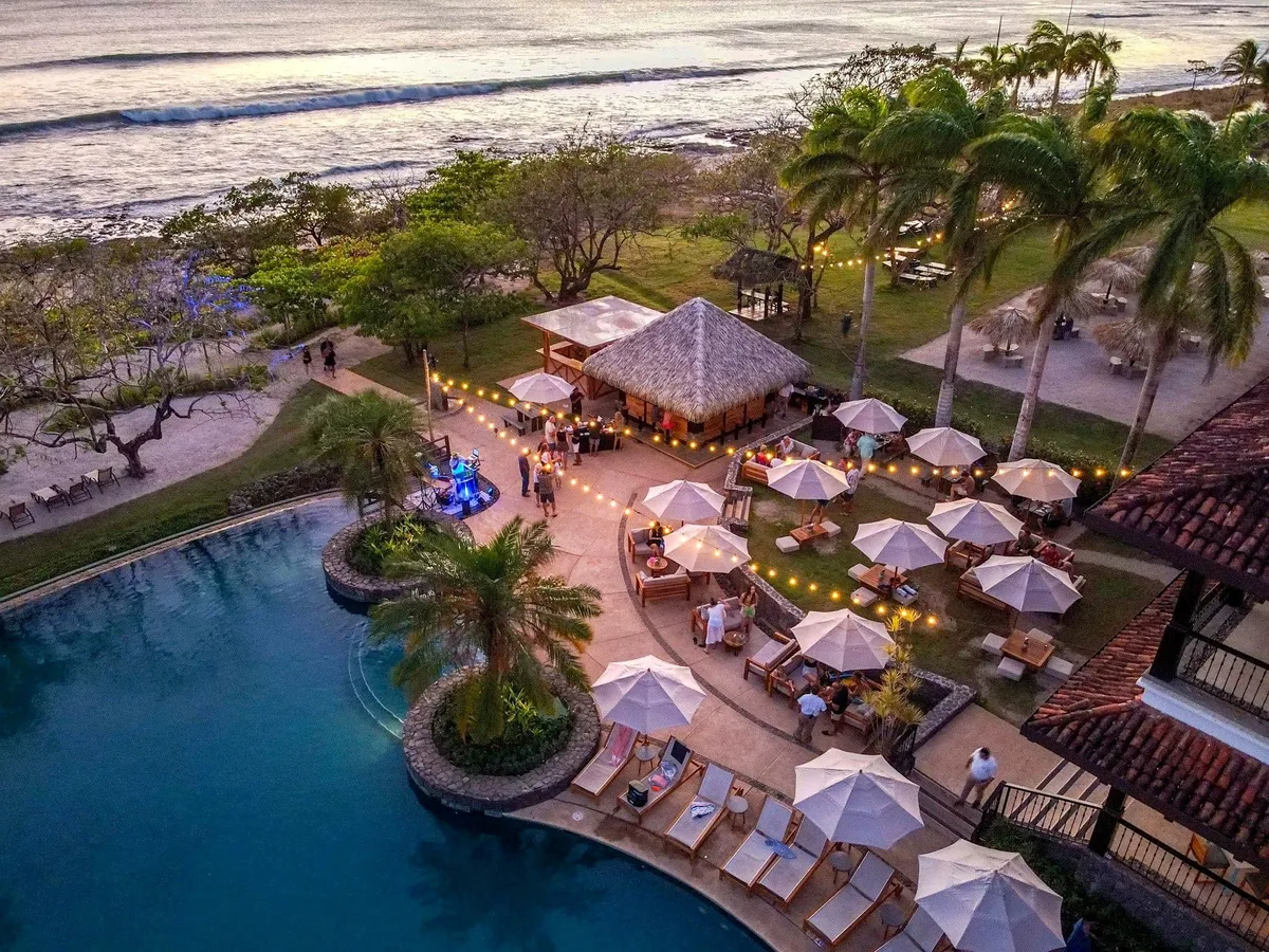 Aerial view of Hacienda Pinilla and the Pacific coast